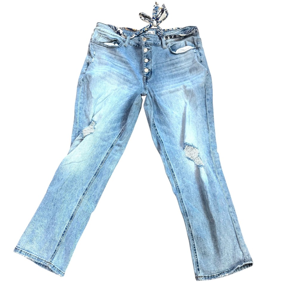M‎ Jeans by Maurice's Distressed Denim Straight Leg Ankle Jeans 22W